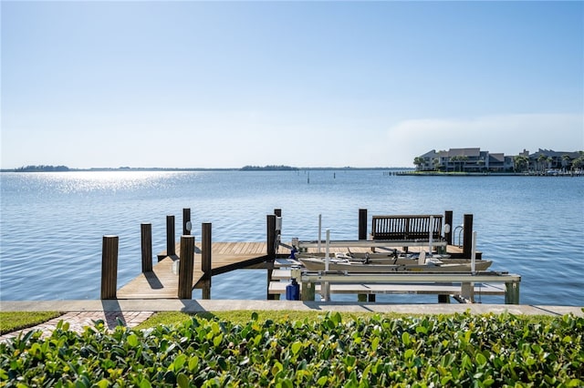 dock area featuring a water view