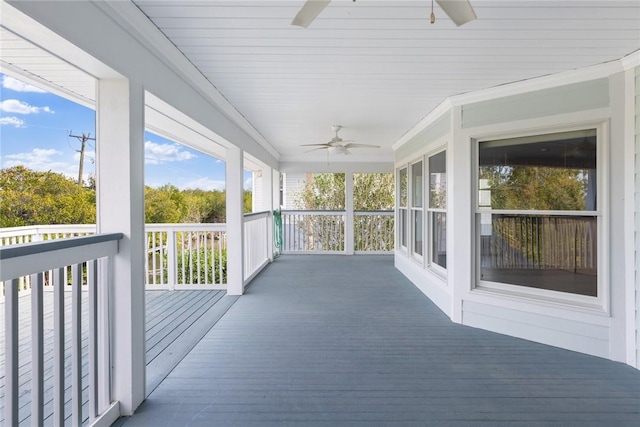 5440 95th St, Sebastian, FL 32958 - wooden deck with ceiling fan