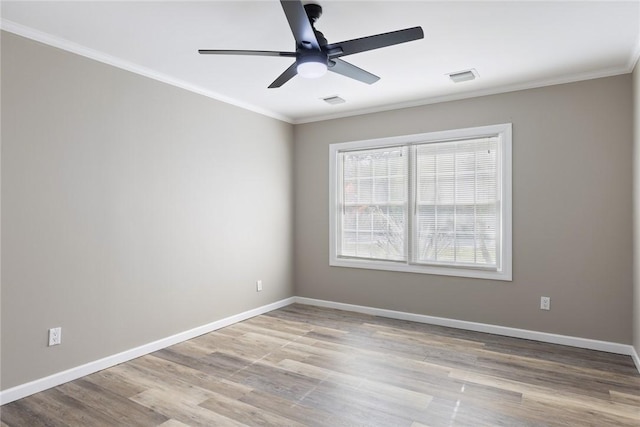5440 95th St, Sebastian, FL 32958 - empty room with ornamental molding, ceiling fan, and wood finished floors