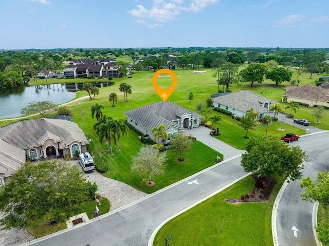 bird's eye view featuring a water view