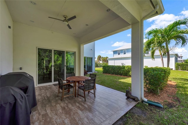 view of patio / terrace featuring grilling area and ceiling fan