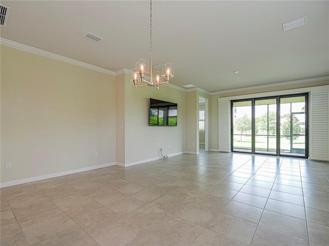5190 Unity Sq, Vero Beach, FL 32967 - unfurnished room featuring crown molding, a chandelier, and light tile patterned flooring