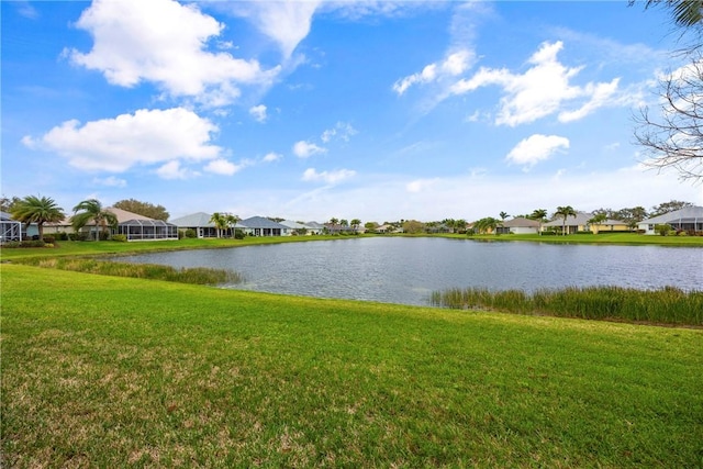 view of water feature with a residential view