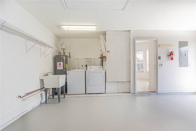 laundry area featuring electric panel and washer and clothes dryer