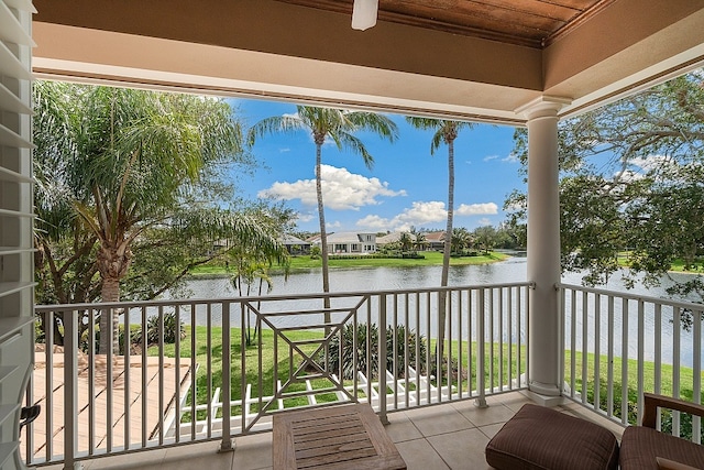 balcony with a water view