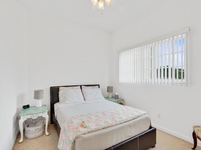 bedroom featuring carpet floors and ceiling fan