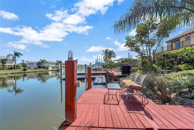 dock area featuring a water view