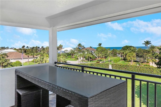 balcony with a water view