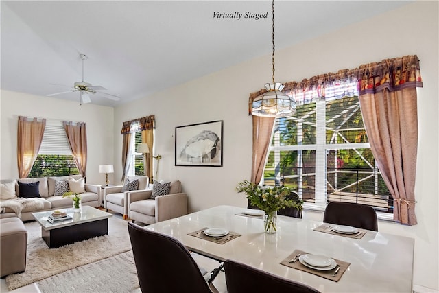 dining area featuring ceiling fan