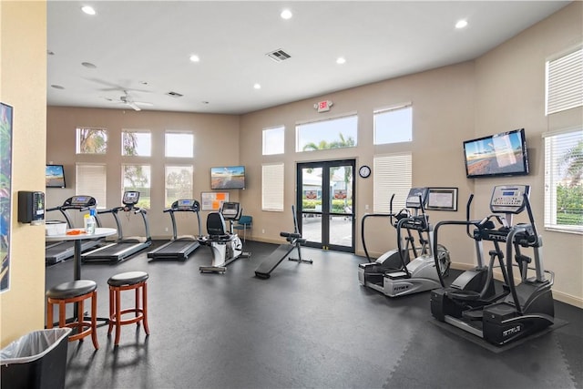 1712 Berkshire Cir SW, Vero Beach, FL 32968 - workout area with recessed lighting and ceiling fan
