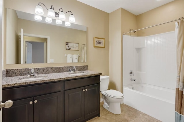 1712 Berkshire Cir SW, Vero Beach, FL 32968 - bathroom featuring shower / tub combo, double vanity, and tile patterned flooring