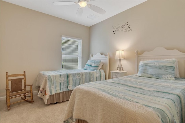 1712 Berkshire Cir SW, Vero Beach, FL 32968 - bedroom with light colored carpet and a ceiling fan