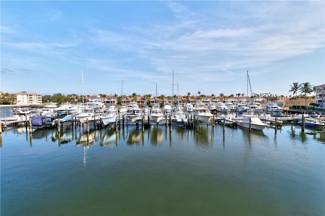 view of dock featuring a water view