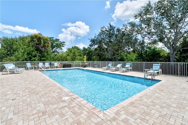 view of swimming pool with a patio area