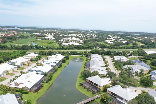 bird's eye view featuring a water view