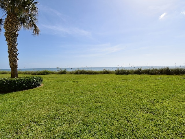 view of yard with a water view