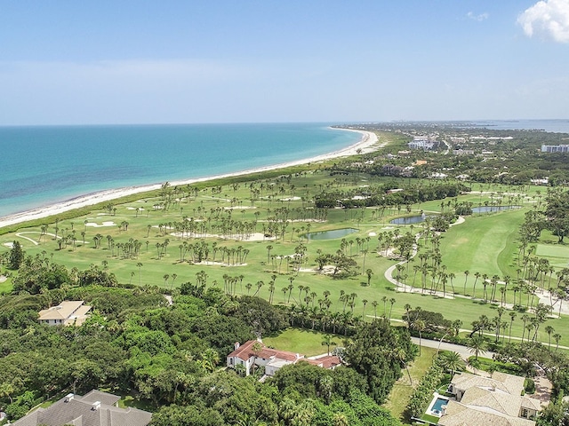 aerial view with a view of the beach and a water view