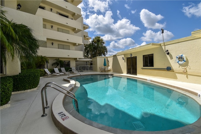 view of pool featuring a patio