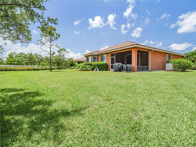 6243 Thames Pl, Vero Beach, FL 32966 - view of green lawn with a sunroom
