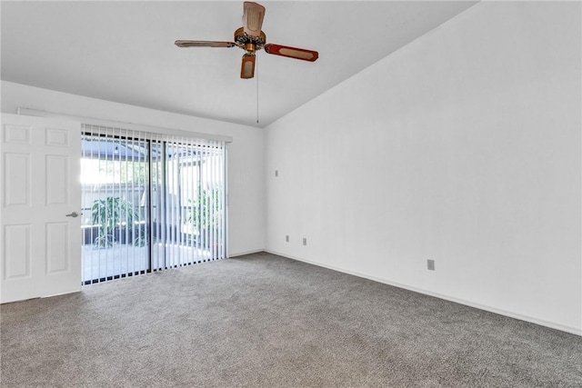 737 Timber Ridge Trl SW Unit B, Vero Beach, FL 32962 - spare room featuring vaulted ceiling, carpet floors, and ceiling fan