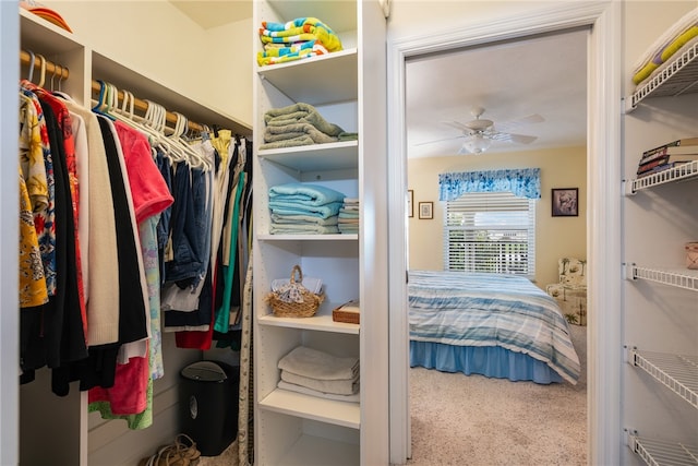 spacious closet featuring ceiling fan