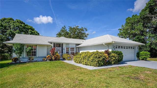 881 Foster Ave, Sebastian, FL 32958 - ranch-style home with a garage, a front yard, stucco siding, and driveway
