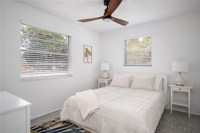 bedroom featuring ceiling fan