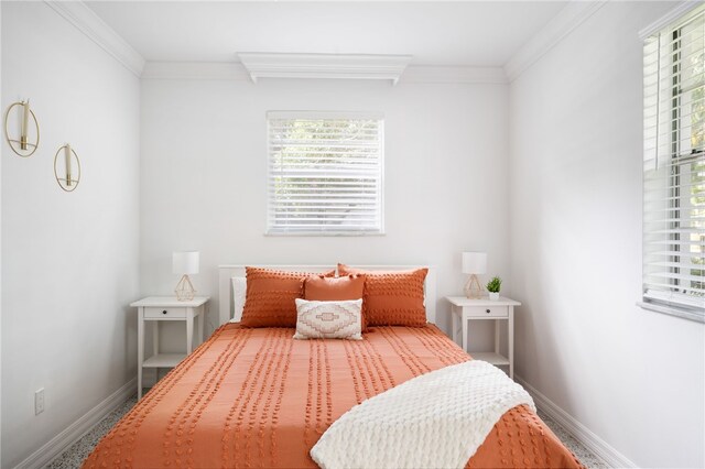 bedroom featuring ornamental molding