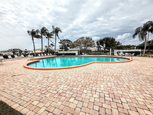 view of pool featuring a patio area