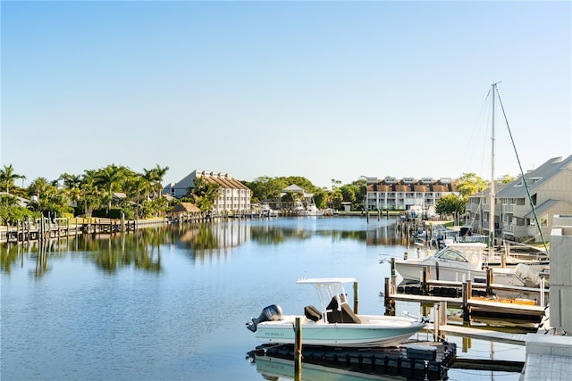 view of dock featuring a water view