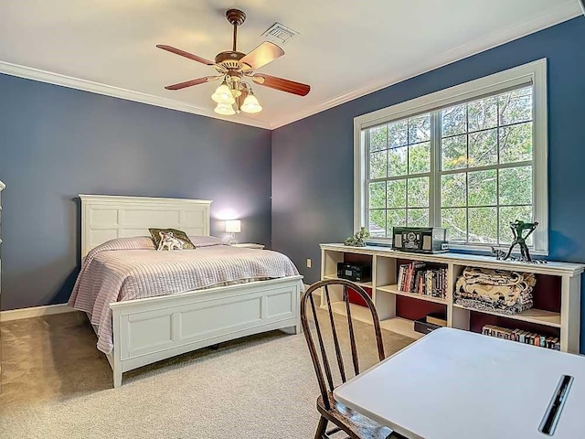 7330 36th Ct, Vero Beach, FL 32967 - bedroom with ornamental molding, carpet flooring, and visible vents