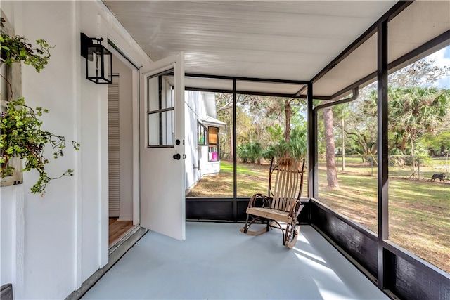 view of unfurnished sunroom