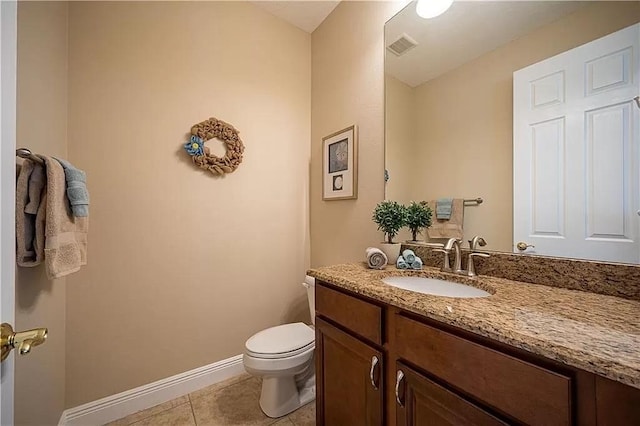 bathroom with tile patterned floors, vanity, and toilet