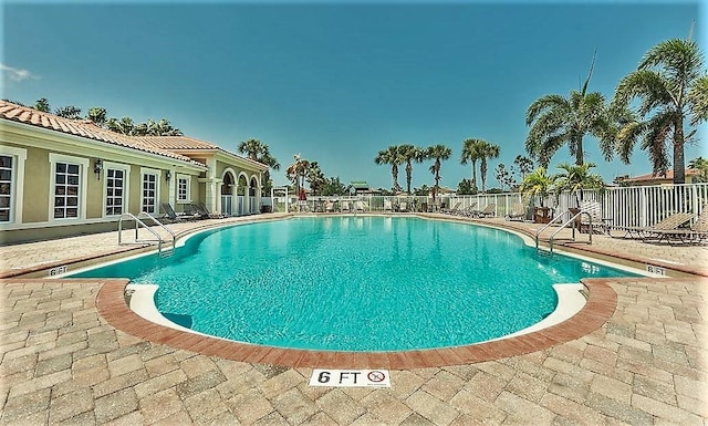 view of pool featuring a patio