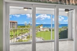 doorway with a water view