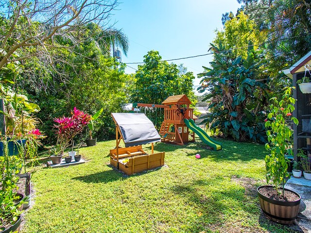 view of yard with a playground