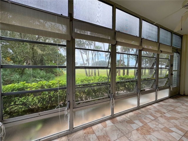 view of unfurnished sunroom