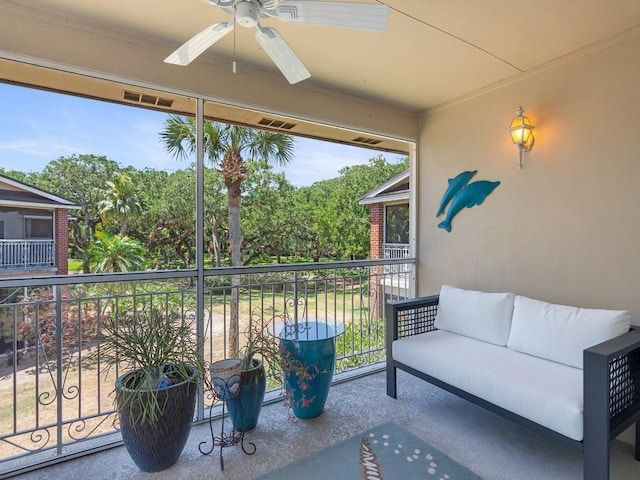 133 E Park Shores Cir Unit 8E, Vero Beach, FL 32963 - balcony with a ceiling fan and an outdoor living space