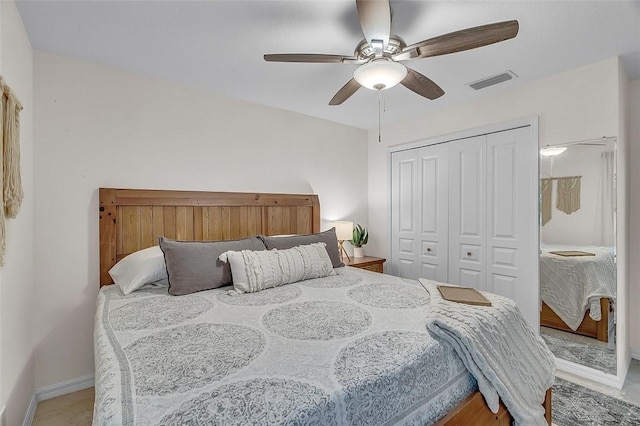 1360 18th Ave SW, Vero Beach, FL 32962 - bedroom featuring a closet, a ceiling fan, and baseboards