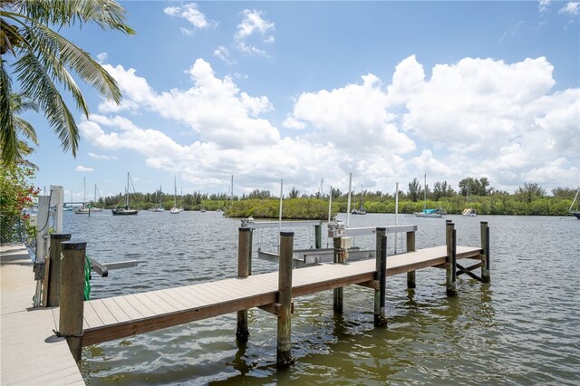 view of dock featuring a water view