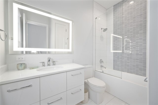 bathroom featuring vanity, toilet, walk in shower, and a notable chandelier