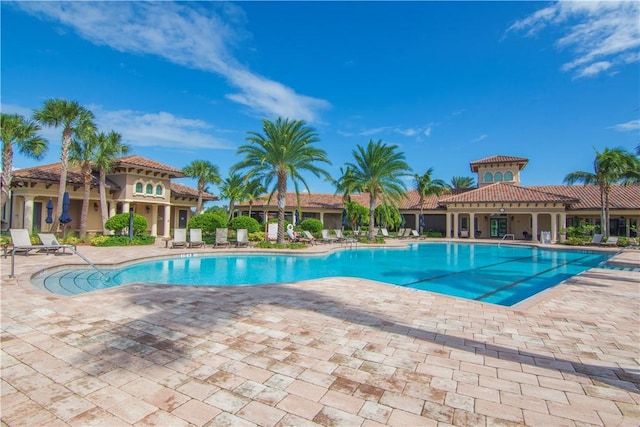 pool featuring a patio area