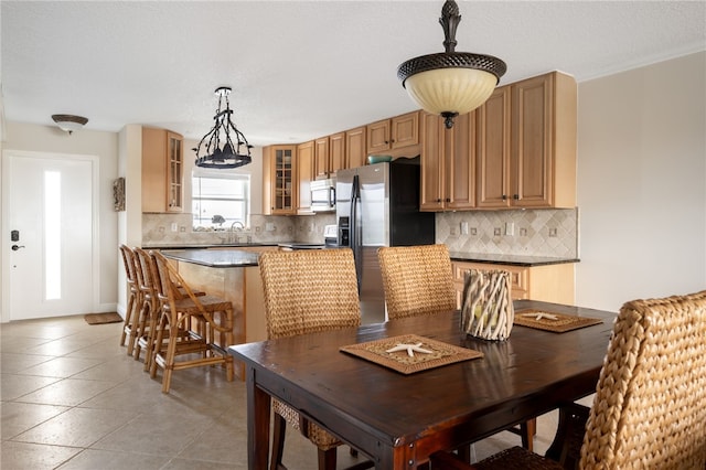 dining space with sink