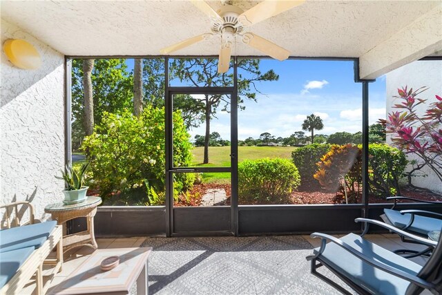 3351 Twin Lakes Ter Unit 106, Fort Pierce, FL 34951 - sunroom / solarium featuring ceiling fan