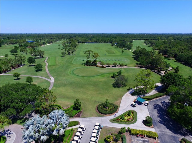 aerial view featuring view of golf course