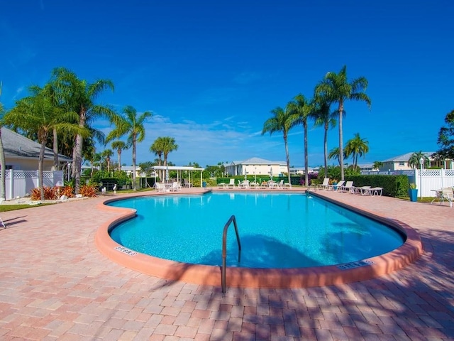 view of pool featuring a patio