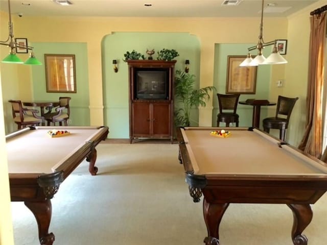 recreation room featuring crown molding and pool table