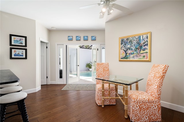 2139 Via Fuentes St Unit 2139, Vero Beach, FL 32963 - dining room with hardwood / wood-style flooring and a ceiling fan