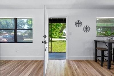 doorway featuring hardwood / wood-style floors