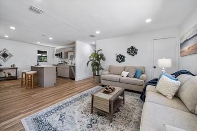 living room featuring light hardwood / wood-style floors